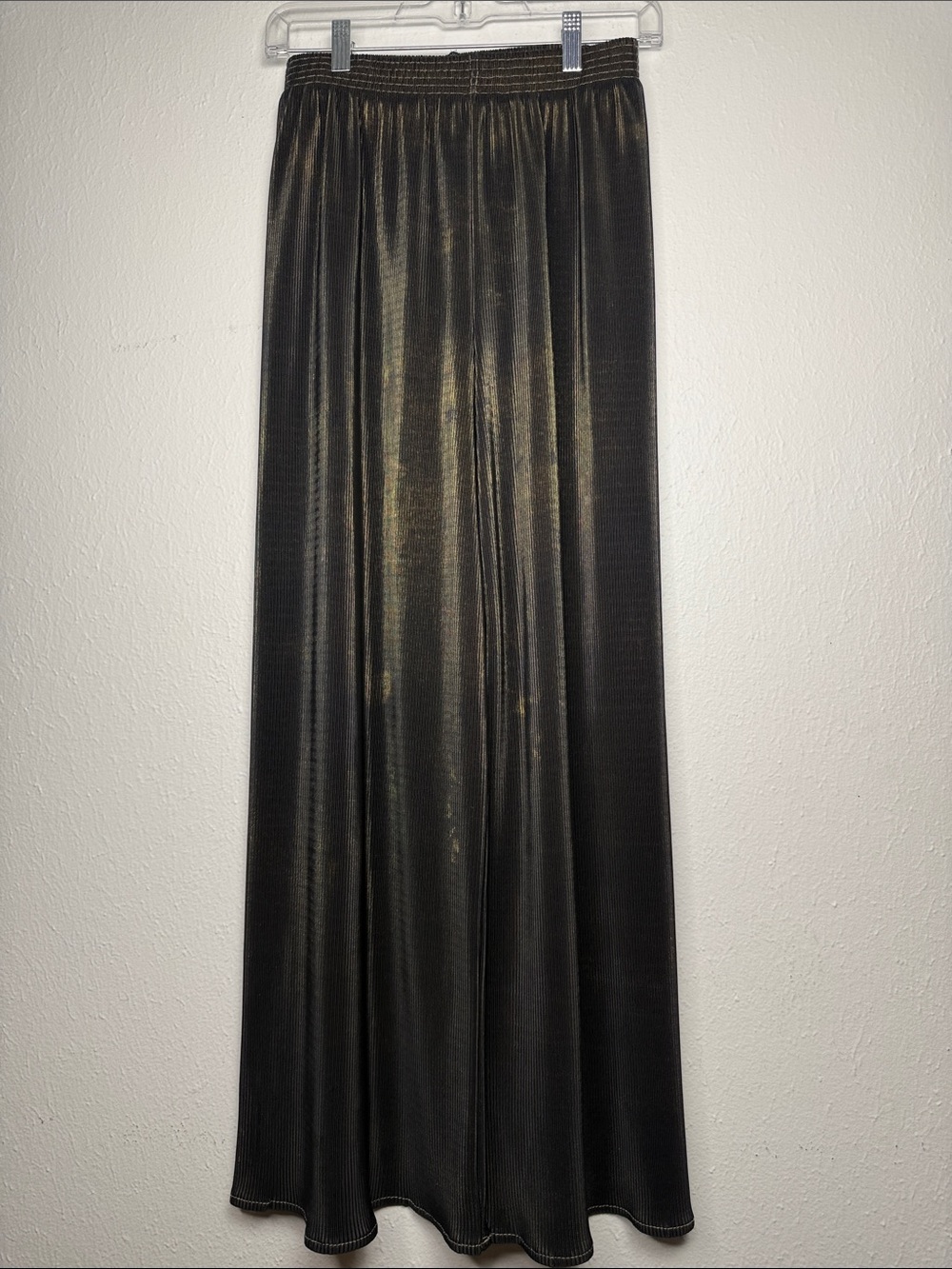 Jeri Marquez Black Metallic Pleated wide leg pants
